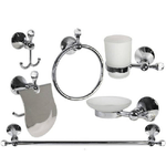 Cleafe-set Da Bagno In Acciaio Cromato E Vetro Satinato 6 Pz Con Punti Luce Cristalli -