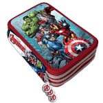 Trade Shop Traesio-astuccio Portapastelli Scuola 3 Zip Avengers Accessoriato Con Pastelli Pennarelli -