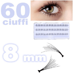 Trade Shop Traesio-60 Ciuffi Ciglia Finte 8mm Nero Ciglia Naturali Estensione Eyelashes Make Up -