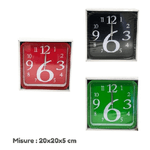 Trade Shop Traesio-orologio Da Parete Quarzo Muro Quadrato Colorato Casa Arredamento 20 X 20 X 5 Cm -