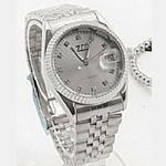 Trade Shop Traesio-orologio Polso Zcc 020 Uomo Automatico Acciaio Data Fashion Silver Grigio -