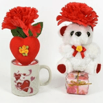 Trade Shop Traesio-tazzina Con Peluche Orsetto Idea Regalo San Valentino Con Fiori Cuore Confezione -