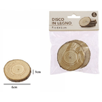 Trade Shop Traesio-set 2 Pezzi Dischi Disco Di Legno Decorativo Per Ornamento 6x1 Cm Rotondo 72107 -