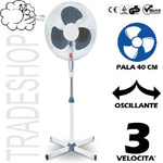 Trade Shop Traesio-ventilatore A Piantana Oscillante Pala 40cm 3 Velocità Base A Croce 45w Colorato -