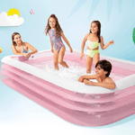 Trade Shop Traesio-piscina Gonfiabile Rosa Rettangolare Family Bambini 305x183x56 Cm Giardino 58487 -