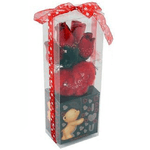 Trade Shop Traesio-cuore In Peluche Con Fiori Confezione Regalo Per San Valentino 10x7.5x30cm 63301 -