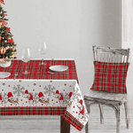 Trade Shop Traesio-tovaglia Natalizia In Stampa Digitale Fantasia Tartan Babbo Natale Renne 12posti -