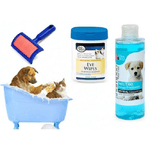 Trade Shop Traesio-kit Pulizia Cani Shampoo Neutro Salviettine Spazzola Cardatore Lavaggi Frequenti -