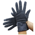 Trade Shop Traesio-guanti Tessuto Cotone Donna Grigio Pon Pon Pizzo Taglia 8 Gloves Fodera -