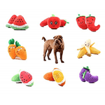 Trade Shop Traesio-gioco Peluche Frutta Morbido Cani Banana Anguria Peperoncino Pomodoro Morde Denti -