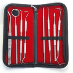 Trade Shop Traesio-set 8 Strumenti Pulizia Dentale Cura Dente Dentista Sonda Specchietto Pinzetta -