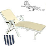 Trade Shop Traesio-cuscino Per Lettino Prendisole Bianco Blu Poliestere Morbido 75 X 114 X 58,5 Cm -