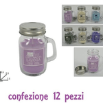 Trade Shop Traesio-set 12 Candele Profumate In Barattolini Vetro Con Manico Varie Fragranze -