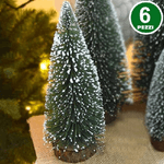 Trade Shop Traesio-set 6 Alberelli Innevati Mini Albero Di Natale 23cm Decorazioni Addobbi Natalizi -