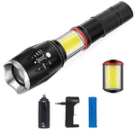 Trade Shop Traesio-torcia Tattica Militare Zoom Cob Ricaricabile Alta Luminosita' T6 Led Te-b0044 -