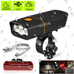 Trade Shop Traesio-kit Luci Bici Led Ricaricabile Anteriore E Posteriore Faro Fanale Bicicletta Mtb -