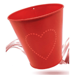 Trade Shop Traesio-secchiello Rosso Decorativo Latta 14cm Con Cuore Idea Regalo San Valentino 92300 -