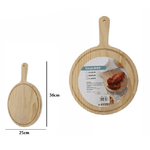 Trade Shop Traesio-tagliere Legno Rotondo Affetta Pane Salumi Carne Pizza Con Manico 36x25cm 74197 -