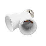 Trade Shop Traesio-adattatore Sdoppiatore Portalampada Attacco Da E27 A 2 Prese E27 Bianco Socket -