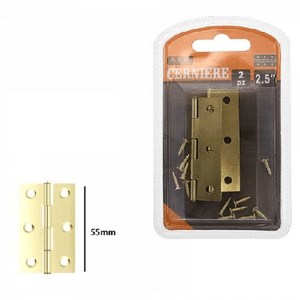 Trade Shop Traesio-set 2 Pezzi Cerniere In Ottone Per Porte Mobili Armadi Sportelli Ante 55mm 69039 -