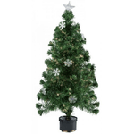 Trade Shop Traesio-albero Di Natale Fibra Ottica Snow 120cm 140 Punte 18 Fiocchi Di Neve Verde -