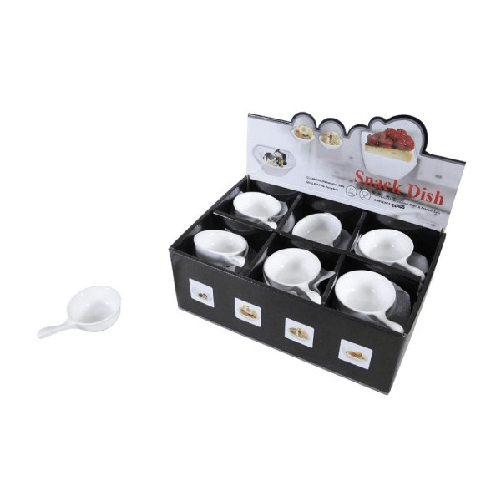 Trade Shop Traesio-24pz Piatto Ciotole Cucchiaio Per Antipasti In Porcellana Aperitivo Snack 151684 -