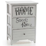 Trade Shop Traesio-cassettiera In Legno Bianco 3 Cassetti 40x29x58cm Decorata Con Testo Sweet Home -