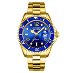 Trade Shop Traesio-orologio Da Polso Longbo 80430g Uomo Quarzo Impermeabile Data Elegante Dorato Blu -