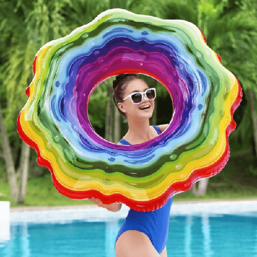 Trade Shop Traesio-bestway Salvagente Ciambella Gonfiabile Rainbow Arcobaleno Piscina Nuoto Mare -