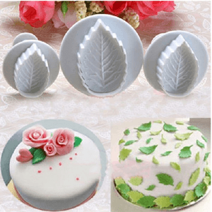 Trade Shop Traesio-set 3 Stampi Espulsione Forma Foglia Pasta Zucchero Cake Design Decora Dolci -