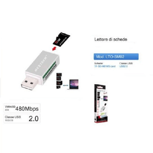 Maxtech-lettore Di Schede Memoria Memory Card Usb 2.0 480 Mbps Tf/sd/m2/ms Card Lto-sm02 -