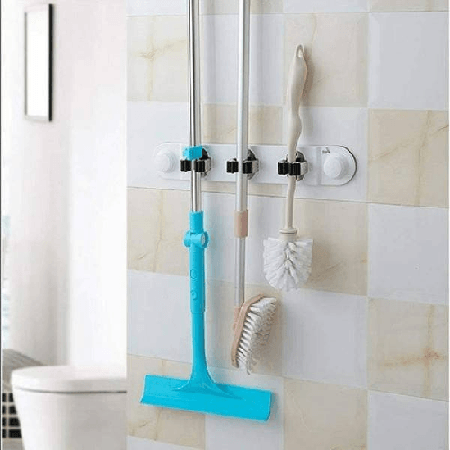 Cleafe-porta Scope Da Muro Salva Spazio Supporto 3 Posti Cucina Casa Pulizia 59557 -