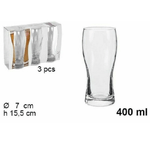 Trade Shop Traesio-set Servizio 3 Bicchieri Boccali In Vetro Da 400ml Per Birra Bevande Casa Bar -