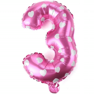 Trade Shop Traesio-palloncino Numero 3 Rosa Cuori Cuoricini 35cm Elio Decorazione Party Festa -