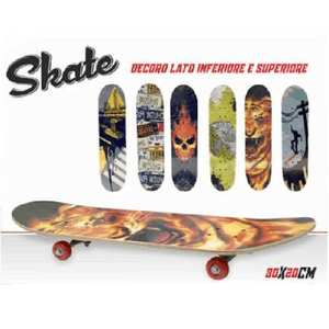 Trade Shop Traesio-skateboard Skate In Legno Varie Fantasie Colorato Bambini Ragazzi 78 Cm -