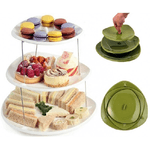 Trade Shop Traesio-alzata Twist Fold Centrotavola Pieghevole Richiudile Salvaspazio 3 Ripiani Dolci -