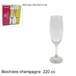 Trade Shop Traesio-set 6 Pezzi Bicchieri Calici Vetro 220cc 7 1/2 Oz Welkhome Nevakar Champagne -