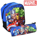 Trade Shop Traesio-zaino Zainetto Asilo Marvel Avengers + Astuccio Tombolino Kit Scuola -