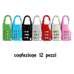 Trade Shop Traesio-set 12 Pezzi Lucchetto A Combinazione Resettabile 3 Cifre Valigia Bagaglio -