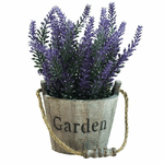 Trade Shop Traesio-vaso Legno Scritta Garden Fiori Lavanda Artificiali Piantina Decorazione Casa Appendere -