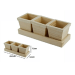 Trade Shop Traesio-tris Scatole Contenitori 3 Pezzi Con Base In Legno Naturale Decoupage 53455a -