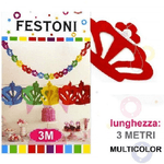 Trade Shop Traesio-set 3 Pezzi Festoni Carta Corona 3 Metri Colorati Multicolor Bandierine Feste -