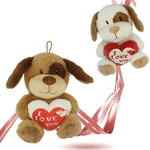 Trade Shop Traesio-cane Peluche Con Cuore Scritta "i Love You" 22cm Con Laccio San Valentino 93697 -