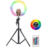 Trade Shop Traesio-anello Luce Led Rgb Fotografia Makeup Video Circolare 10" 26cm Dimmerabile -