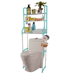 Trade Shop Traesio-organizer 3 Mensole Scaffale Sopra Wc Bagno Lavanderia Salvaspazio Blu -