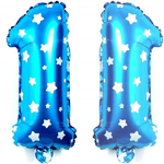 Trade Shop Traesio-palloncino Numero 1 Azzurro Stelle Bianche 35cm Elio Decorazione Party Festa -