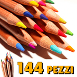 Trade Shop Traesio-confezione Set Di 144 Pastelli Matite Colorate Con Punta Spessa Color Legno -