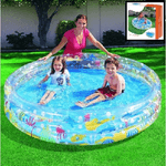 Trade Shop Traesio-piscina Gonfiabile Acquario 3 Anelli 183 X 33 Cm Rotonda Giardino Fuori Terra -