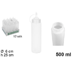 Trade Shop Traesio-set 12pz Bottiglie Dosatore Plastica Beccuccio Per Salse Condimenti 500ml 102785 -