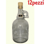 Trade Shop Traesio-set 12 Pezzi Bottiglie Bottigline Vetro Trasparente Gallone Con Tappo 750 Cc -